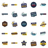 Save Now 25 Fresh Typographic Elements for a lively savings campaign vector