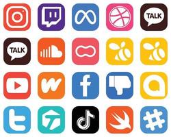 20 Social Media Icons for Your Branding such as wattpad. youtube. soundcloud. swarm and mothers icons. Minimalist Gradient Icon Set vector