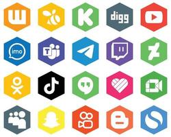 20 Simple White Icons deviantart. audio and messenger Hexagon Flat Color Backgrounds vector