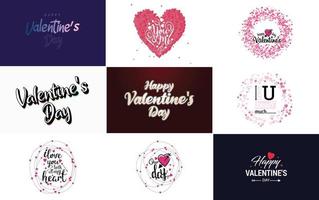 Vector illustration of heart wreaths with Happy Valentine's Day text