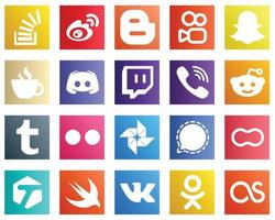 20 Stylish Social Media Icons such as text. discord. blogger and caffeine icons. Clean and professional vector