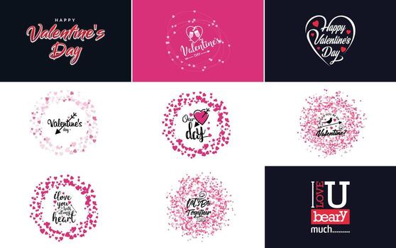 Happy Valentine's Day banner template with a romantic theme and a red color scheme vector