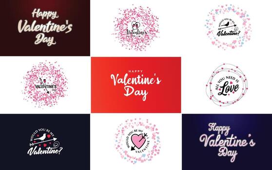 diseño de arte de palabras de amor con un fondo en forma de corazón y un efecto bokeh vector