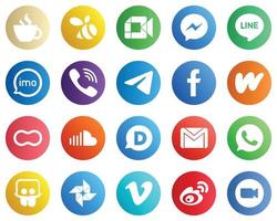 20 íconos de redes sociales para tus diseños como viber. iconos de facebook y audio. versátil y de alta calidad vector