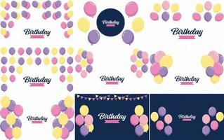 Birthday in a playful cartoon font with a background of balloons vector