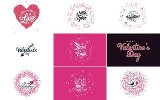 Happy Valentine's Day hand-drawn lettering vector illustration suitable for use in design of flyers. invitations. posters. brochures. and banners