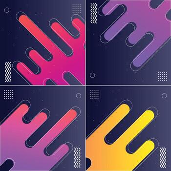Pack of 4 Vector Illustrations of Modish Backgrounds with Designed Shapes