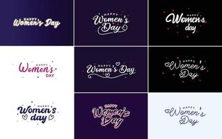 Set of International Women's Day cards with a logo and a gradient color scheme vector