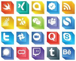 20 3D Icons for Top Social Media Platforms such as tweet. simple. stock and messenger icons. Minimalist and professional vector