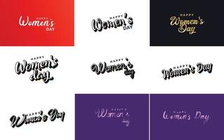 Happy Women's Day design set featuring a gradient color scheme vector