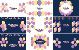 Birthday text and balloons with a glossy finish and bunting vector