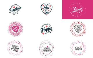 Happy Valentine's Day greeting card template with a romantic theme and a pink and red color scheme vector