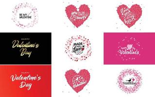 Happy Valentine's Day typography poster with handwritten calligraphy text vector