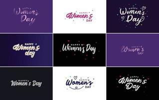 Set of cards with International Women's Day logo and a bright colorful design vector
