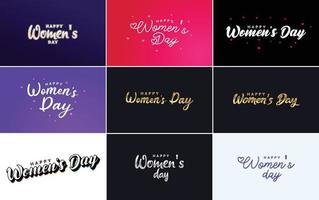 International Women's Day lettering with a heart shape. Suitable for use in cards. invitations. banners. posters. postcards. stickers. and social media posts vector