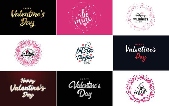 Happy Valentine's Day greeting card template with a romantic theme and a red color scheme vector