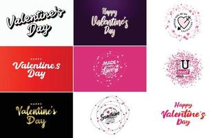 Happy Valentine's Day and Love calligraphy greeting card templates with a heart theme vector