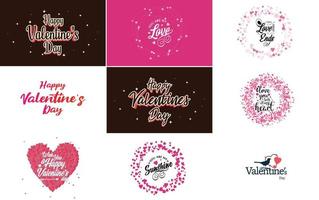 Happy Valentine's Day greeting card template with a romantic theme and a red and pink color scheme vector