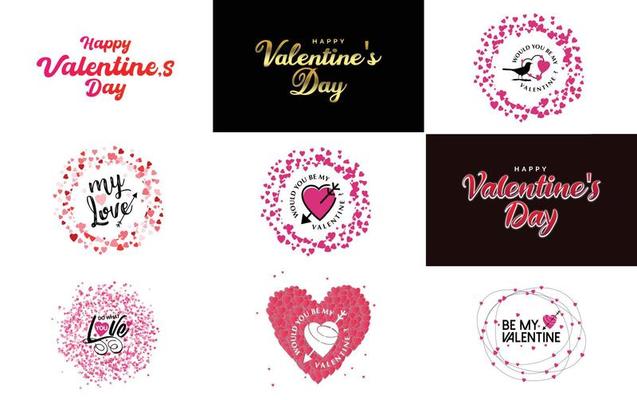 Valentine's Day Sticker Set Vector Art & Graphics