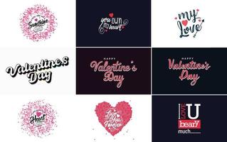 Happy Valentine's Day typography poster with handwritten calligraphy text. isolated on white background vector illustration