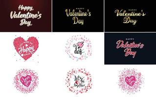 Happy Valentine's Day greeting card template with a heart theme and a pink color scheme vector