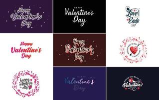 Valentine's word art design with heart shapes vector