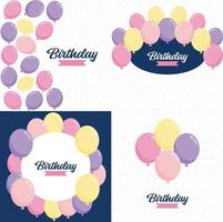 Happy Birthday in a playful font with a background of balloons vector