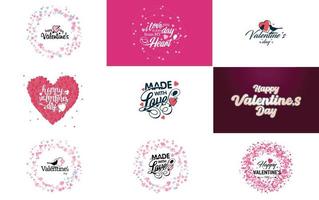 Valentine's word art design with heart shapes vector