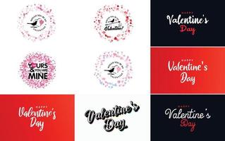 Love and Valentine's word art design set with a heart shapes vector