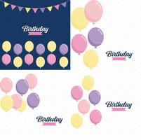 Birthday text with elements such as streamers and balloons. vector