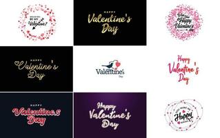 Valentine's word art designs with hearts vector