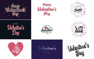 Happy Valentine's Day greeting card template with a heart theme and a pink color scheme vector