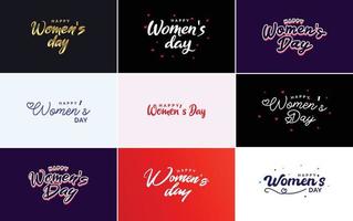 March 8 typographic design set with Happy Women's Day text vector