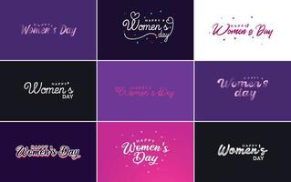 International Women's Day lettering with heart shapes. Suitable for use in cards. invitations, banners, posters, postcards, stickers and social media posts vector