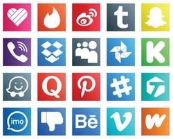 20 Social Media Icons for Your Business such as quora. funding. viber. kickstarter and myspace icons. Creative and professional vector