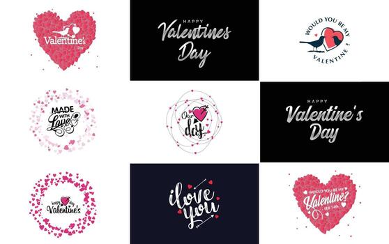 diseño de arte de palabras de amor con un fondo en forma de corazón y un efecto bokeh vector