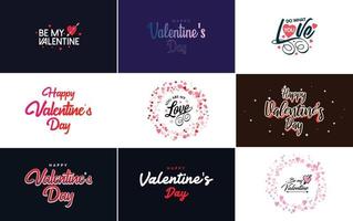 Happy Valentine's Day hand-drawn lettering vector illustration suitable for use in design of flyers. invitations. posters. brochures. and banners