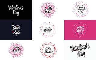 Happy Valentine's Day and Love calligraphy greeting card templates with a heart theme vector