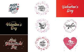 Happy Valentine's Day greeting card template with a romantic theme and a red and pink color scheme vector