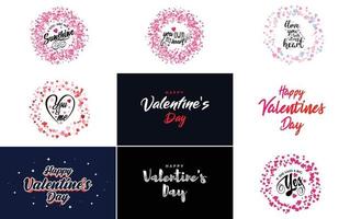 Happy Valentine's Day and Love calligraphy greeting card templates with a heart theme vector