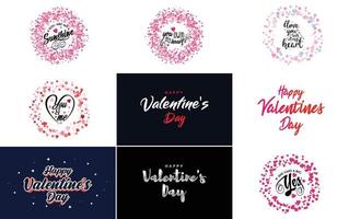 diseño de arte de palabras de amor con un fondo en forma de corazón y un efecto bokeh vector