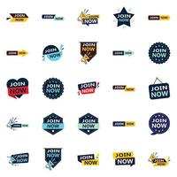 25 Versatile Typographic Banners for promoting joining across platforms vector