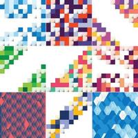 Abstract colorful square background pack of 9 available vector