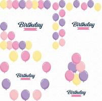 Birthday text with rainbow balloons set vector