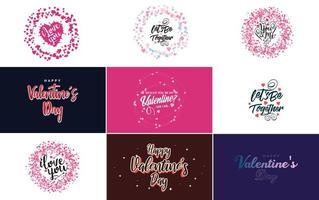 plantilla de banner de feliz día de san valentín con un tema romántico y un esquema de color rosa y rojo vector