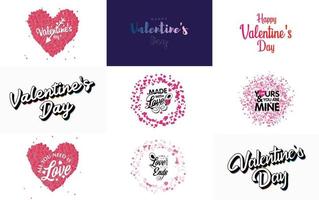 Happy Valentine's Day and Love calligraphy greeting card templates with a heart theme vector