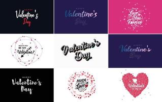 Happy Valentine's Day and Love calligraphy greeting card templates with a heart theme vector