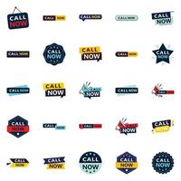25 elementos tipográficos profesionales para un mensaje de llamada a la acción pulido llame ahora vector