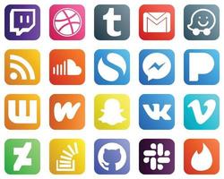 20 Social Media Icons for Your Business such as wattpad. fb. feed. facebook and simple icons. Creative and professional vector