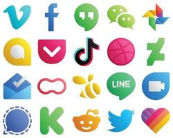 Gradient Icons of Top Social Media 20 pack such as deviantart. google photo. china and douyin icons. Clean and professional vector